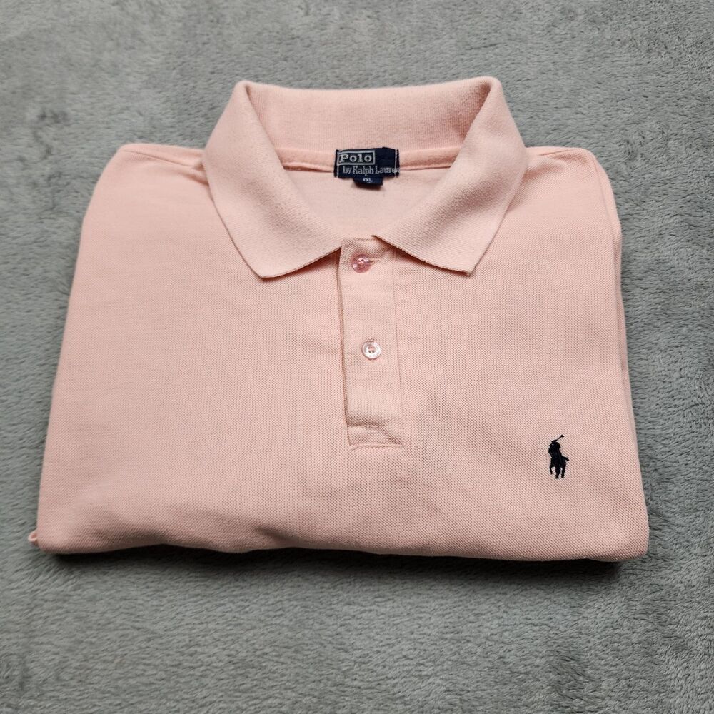 Polo Ralph Lauren Mens XXL Pink Polo VTG USA Made 100% Cotton Pony Logo Flaw
